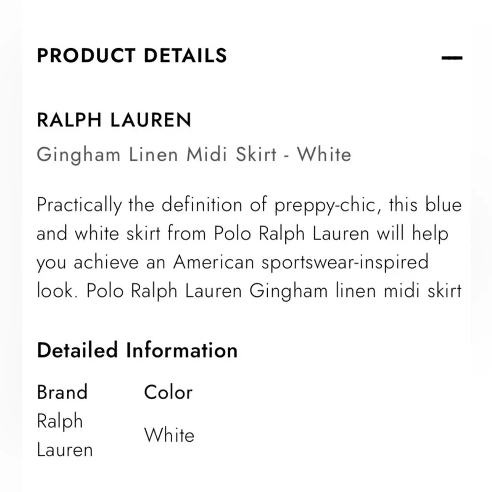 NEW Polo Ralph Lauren | Gingham Check‎ Blue White Midi Skirt Sz 16 - Picture 9 of 9